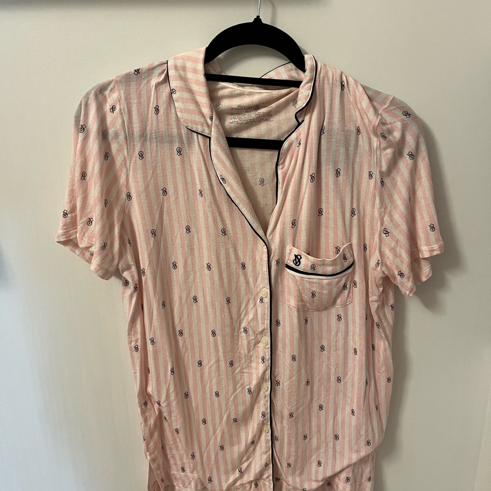 Victoria's Secret Pink and White Striped Pajama Shirt